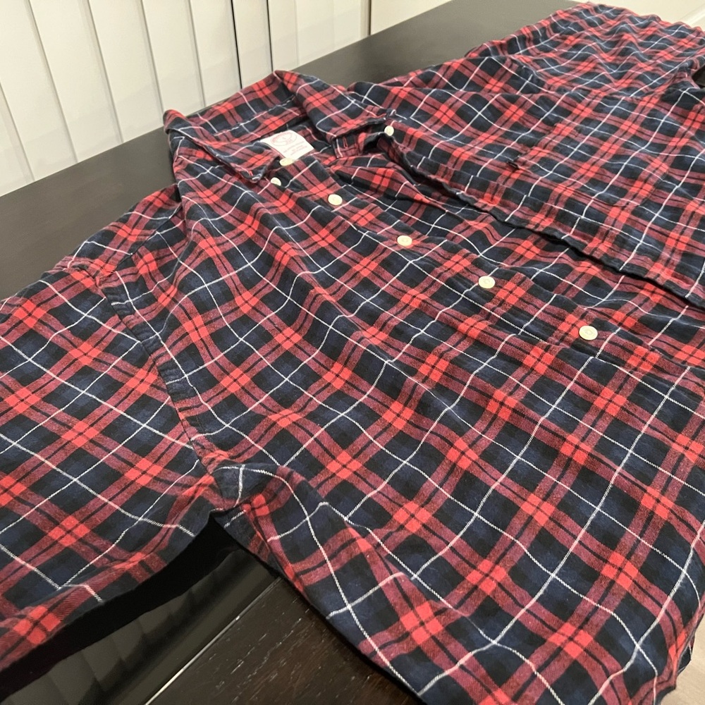 Men's Brooks Brothers Red, Black and Blue Plaid Shirt